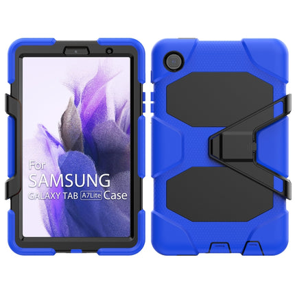 For Samsung Galaxy A7 Lite 8.7 2021 T220 / T225 Shockproof Colorful Silicon + PC Protective Case with Holder & Pen Slot(Blue)-garmade.com