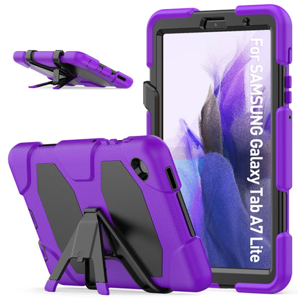 For Samsung Galaxy A7 Lite 8.7 2021 T220 / T225 Shockproof Colorful Silicon + PC Protective Case with Holder & Pen Slot(Purple)-garmade.com