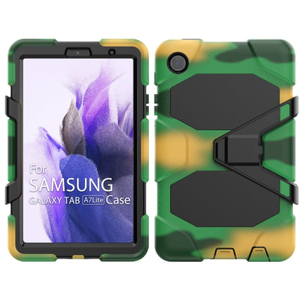 For Samsung Galaxy A7 Lite 8.7 2021 T220 / T225 Shockproof Colorful Silicon + PC Protective Case with Holder & Pen Slot(Camouflage)-garmade.com