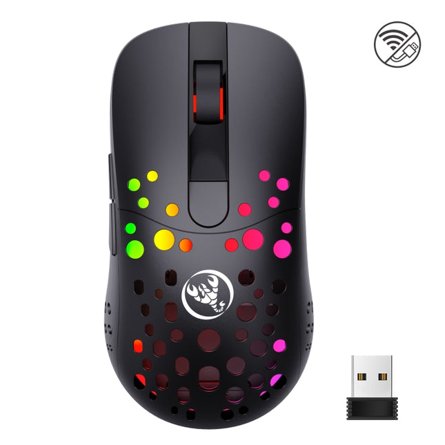HXSJ T100 10000 DPI RGB Macro Definition Wired Wireless Dual-mode Mouse(Black)-garmade.com
