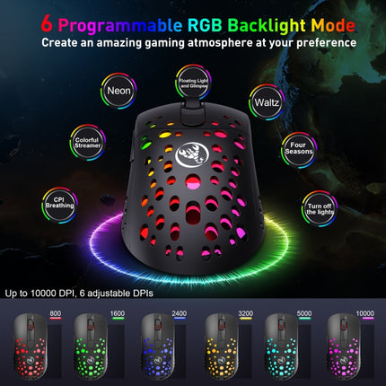 HXSJ T100 10000 DPI RGB Macro Definition Wired Wireless Dual-mode Mouse(Black)-garmade.com