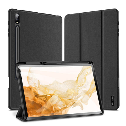 For Samsung Galaxy Tab S8+ / Tab S8 Plus / Tab S7 FE / Tab S7+ DUX DUCIS Domo Series Horizontal Flip Magnetic PU Leather Case with Three-folding Holder & Wake-up / Sleep Function(Black)-garmade.com