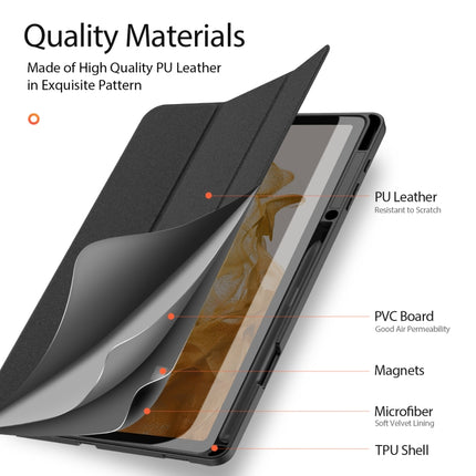 For Samsung Galaxy Tab S8+ / Tab S8 Plus / Tab S7 FE / Tab S7+ DUX DUCIS Domo Series Horizontal Flip Magnetic PU Leather Case with Three-folding Holder & Wake-up / Sleep Function(Black)-garmade.com