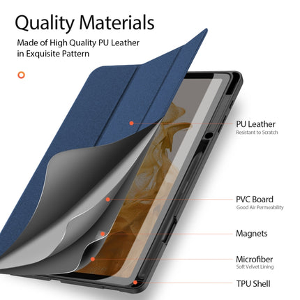For Samsung Galaxy Tab S8+ / Tab S8 Plus / Tab S7 FE / Tab S7+ DUX DUCIS Domo Series Horizontal Flip Magnetic PU Leather Case with Three-folding Holder & Wake-up / Sleep Function(Blue)-garmade.com