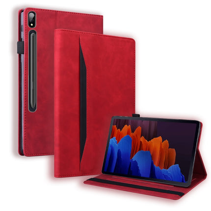 For Samsung Galaxy Tab S8+ / Tab S8 Plus / Tab S7 FE / Tab S7+ SM-T970 / SM-T976B Business Shockproof Horizontal Flip Leather Case with Holder & Card Slots & Photo Frame & Pen Slot & Sleep / Wake-up Function(Red)-garmade.com