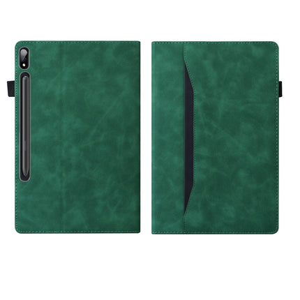 For Samsung Galaxy Tab S8+ / Tab S8 Plus / Tab S7 FE / Tab S7+ SM-T970 / SM-T976B Business Shockproof Horizontal Flip Leather Case with Holder & Card Slots & Photo Frame & Pen Slot & Sleep / Wake-up Function(Green)-garmade.com