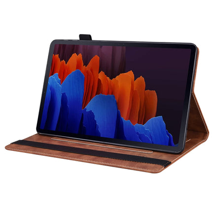 For Samsung Galaxy Tab S8+ / Tab S8 Plus / Tab S7 FE / Tab S7+ SM-T970 / SM-T976B Business Shockproof Horizontal Flip Leather Case with Holder & Card Slots & Photo Frame & Pen Slot & Sleep / Wake-up Function(Brown)-garmade.com