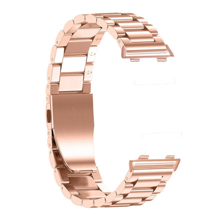 For OPPO Watch 41mm Three-beads Steel Replacement Strap Watchband(Rose Gold)-garmade.com