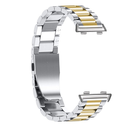 For OPPO Watch 41mm Three-beads Steel Replacement Strap Watchband(Silver Gold)-garmade.com