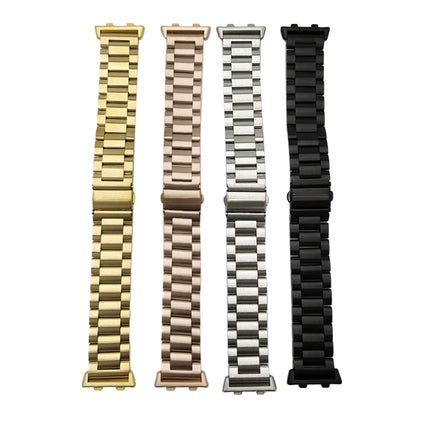 For OPPO Watch 41mm Three-beads Steel Replacement Strap Watchband(Silver Black)-garmade.com