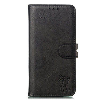 Embossed Happy Cat Pattern Horizontal Flip Leather Case with Holder & Card Slots & Wallet For iPhone 13 mini(Black)-garmade.com