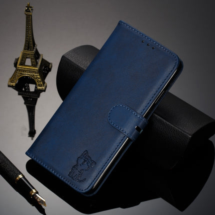 Embossed Happy Cat Pattern Horizontal Flip Leather Case with Holder & Card Slots & Wallet For iPhone 13(Blue)-garmade.com