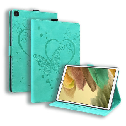 For Samsung Galaxy Tab A7 Lite T220 T225 Love Butterfly Pattern Horizontal Flip Leather Case with Holder(Green)-garmade.com