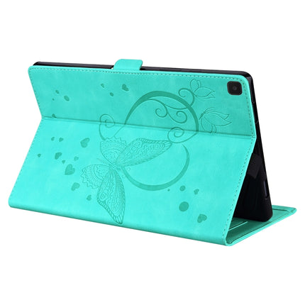 For Samsung Galaxy Tab A7 Lite T220 T225 Love Butterfly Pattern Horizontal Flip Leather Case with Holder(Green)-garmade.com