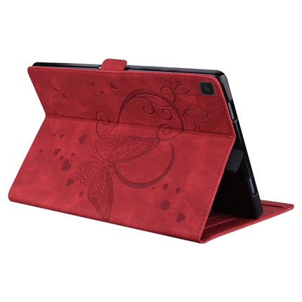 For Samsung Galaxy Tab A7 Lite T220 T225 Love Butterfly Pattern Horizontal Flip Leather Case with Holder(Red)-garmade.com