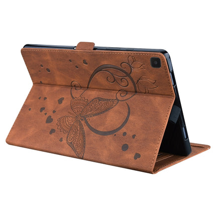 For Samsung Galaxy Tab A7 Lite T220 T225 Love Butterfly Pattern Horizontal Flip Leather Case with Holder(Brown)-garmade.com