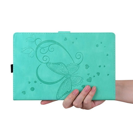 For Samsung Tab S7+ T970 T976B Love Butterfly Pattern Horizontal Flip Leather Case with Holder(Green)-garmade.com