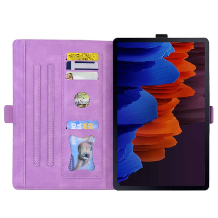 For Samsung Tab S7+ T970 T976B Love Butterfly Pattern Horizontal Flip Leather Case with Holder(Purple)-garmade.com