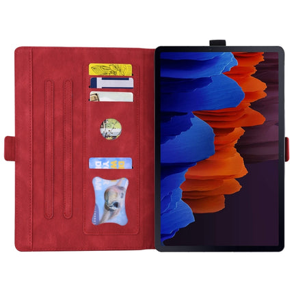 For Samsung Tab S7+ T970 T976B Love Butterfly Pattern Horizontal Flip Leather Case with Holder(Red)-garmade.com