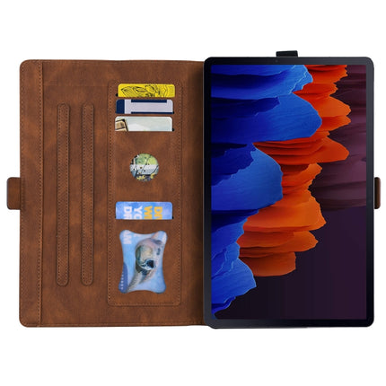For Samsung Tab S7+ T970 T976B Love Butterfly Pattern Horizontal Flip Leather Case with Holder(Brown)-garmade.com