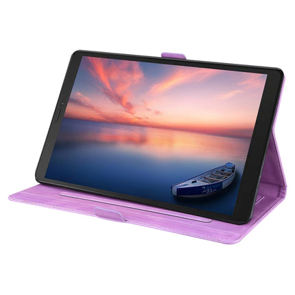 For Samsung Galaxy Tab A 8.0 (2019) SM-T290 SM-T295 Love Butterfly Pattern Horizontal Flip Leather Case with Holder(Purple)-garmade.com