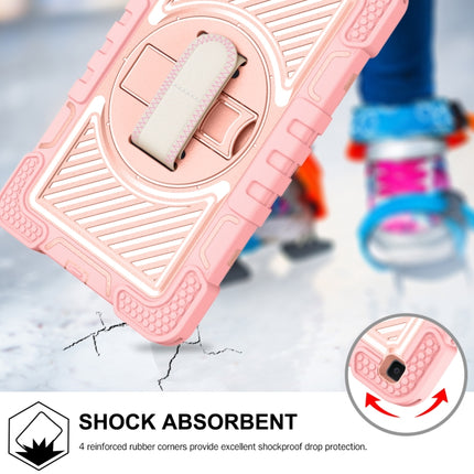 For Samsung Galaxy Tab A 8.0 2019 T290 360 Degree Rotation Contrast Color Shockproof Silicone + PC Case with Holder & Hand Grip Strap & Shoulder Strap(Rose Gold)-garmade.com
