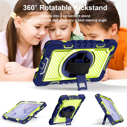For Samsung Galaxy Tab A 8.4 2020 T307 360 Degree Rotation Contrast Color Shockproof Silicone + PC Case with Holder & Hand Grip Strap & Shoulder Strap(Navy+Yellow Green)-garmade.com