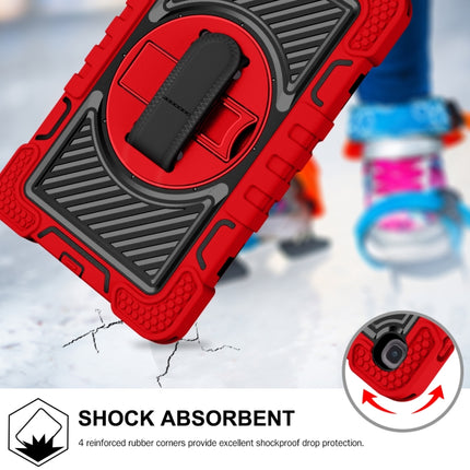 For Samsung Galaxy Tab A 8.4 2020 T307 360 Degree Rotation Contrast Color Shockproof Silicone + PC Case with Holder & Hand Grip Strap & Shoulder Strap(Red+Black)-garmade.com