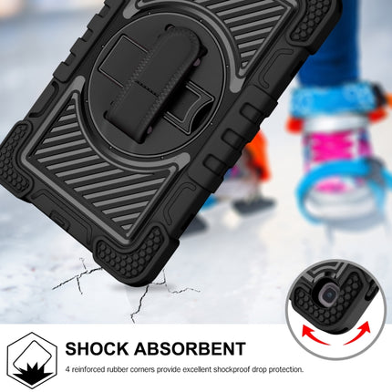For Samsung Galaxy Tab A 8.4 2020 T307 360 Degree Rotation Contrast Color Shockproof Silicone + PC Case with Holder & Hand Grip Strap & Shoulder Strap(Black)-garmade.com