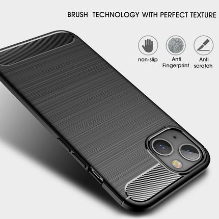 Brushed Texture Carbon Fiber TPU Case For iPhone 13 mini(Red)-garmade.com