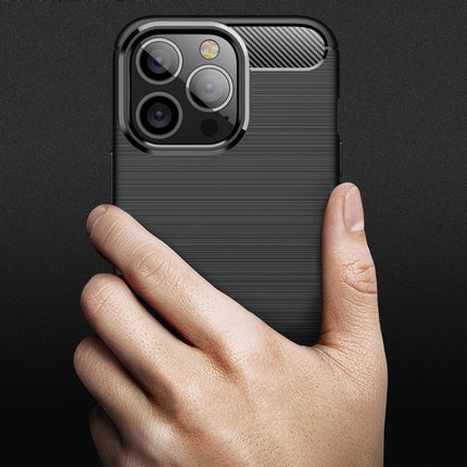 Brushed Texture Carbon Fiber TPU Case For iPhone 13 Pro(Black)-garmade.com