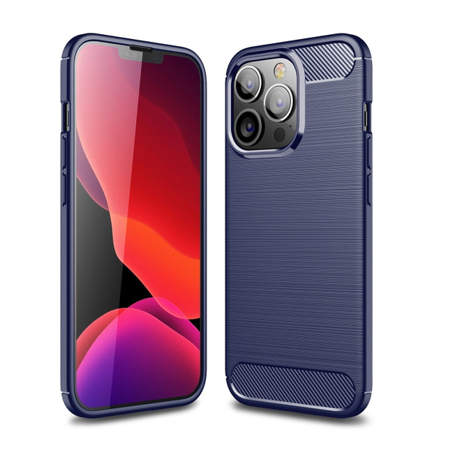 Brushed Texture Carbon Fiber TPU Case For iPhone 13 Pro(Blue)-garmade.com