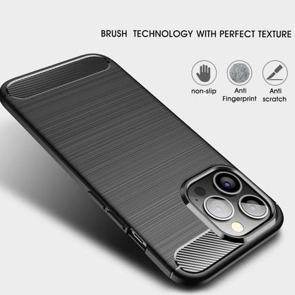Brushed Texture Carbon Fiber TPU Case For iPhone 13 Pro Max(Black)-garmade.com