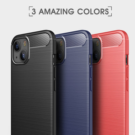 Brushed Texture Carbon Fiber TPU Case For iPhone 13(Red)-garmade.com