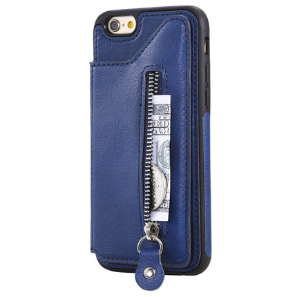 For iPhone 6 Solid Color Double Buckle Zipper Shockproof Protective Case(Blue)-garmade.com