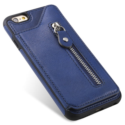 For iPhone 6 Solid Color Double Buckle Zipper Shockproof Protective Case(Blue)-garmade.com