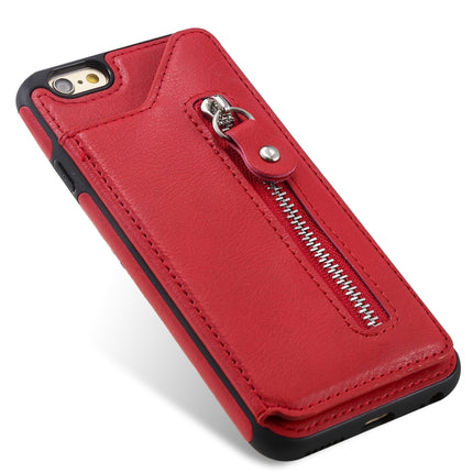 For iPhone 6 Solid Color Double Buckle Zipper Shockproof Protective Case(Red)-garmade.com
