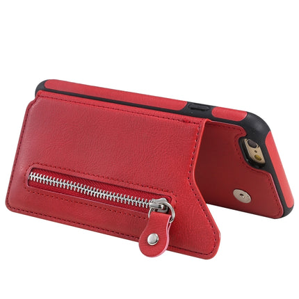 For iPhone 6 Solid Color Double Buckle Zipper Shockproof Protective Case(Red)-garmade.com