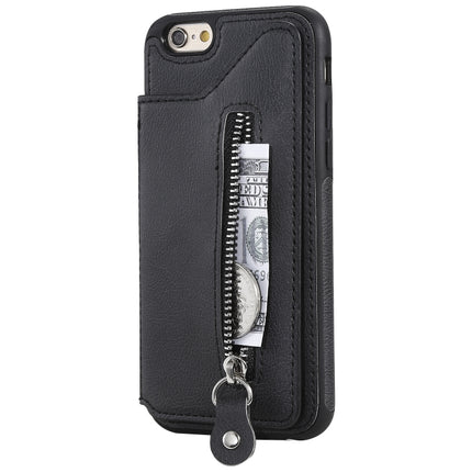 For iPhone 6 Solid Color Double Buckle Zipper Shockproof Protective Case(Black)-garmade.com
