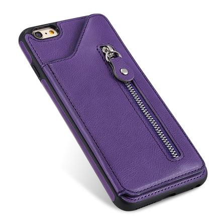 For iPhone 6 Plus Solid Color Double Buckle Zipper Shockproof Protective Case(Purple)-garmade.com