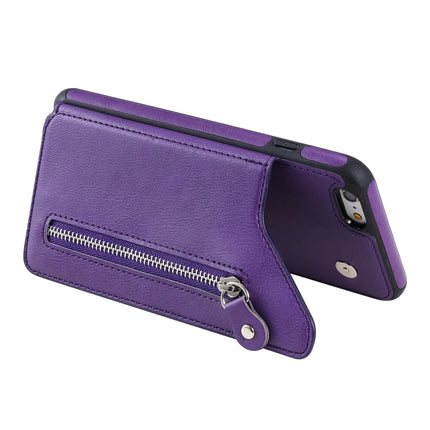 For iPhone 6 Plus Solid Color Double Buckle Zipper Shockproof Protective Case(Purple)-garmade.com