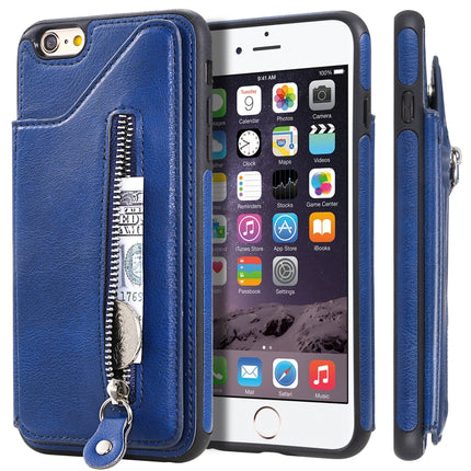 For iPhone 6 Plus Solid Color Double Buckle Zipper Shockproof Protective Case(Blue)-garmade.com