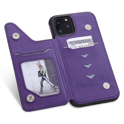 For iPhone 11 Pro Solid Color Double Buckle Zipper Shockproof Protective Case(Purple)-garmade.com
