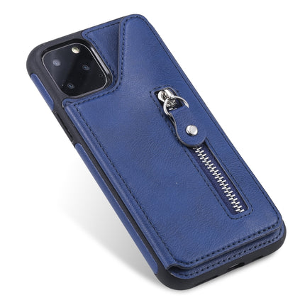 For iPhone 11 Pro Solid Color Double Buckle Zipper Shockproof Protective Case(Blue)-garmade.com