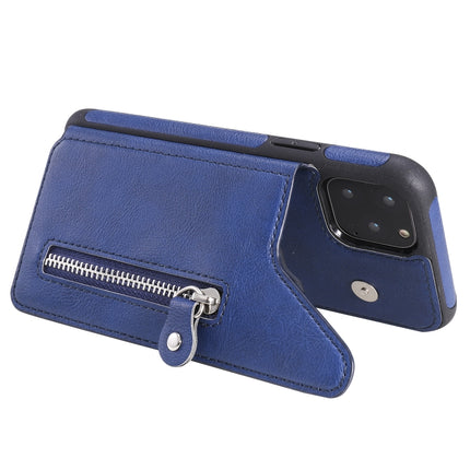 For iPhone 11 Pro Solid Color Double Buckle Zipper Shockproof Protective Case(Blue)-garmade.com