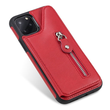 For iPhone 11 Pro Solid Color Double Buckle Zipper Shockproof Protective Case(Red)-garmade.com