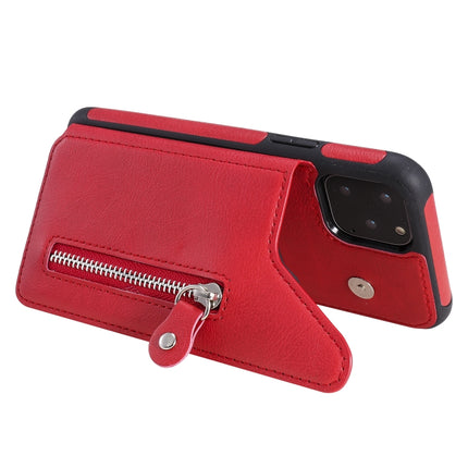 For iPhone 11 Pro Solid Color Double Buckle Zipper Shockproof Protective Case(Red)-garmade.com