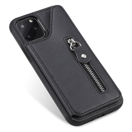 For iPhone 11 Pro Solid Color Double Buckle Zipper Shockproof Protective Case(Black)-garmade.com