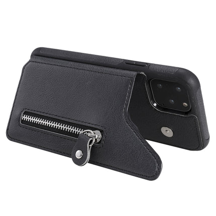 For iPhone 11 Pro Solid Color Double Buckle Zipper Shockproof Protective Case(Black)-garmade.com