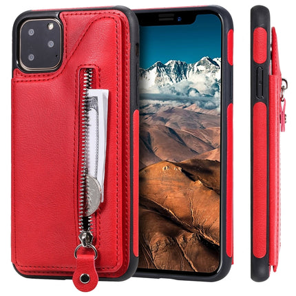 For iPhone 11 Pro Max Solid Color Double Buckle Zipper Shockproof Protective Case(Red)-garmade.com